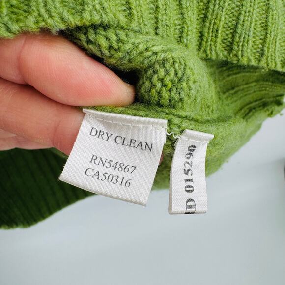 Y2K Abercrombie & Fitch Green Cable Knit Wool Cashmere Sweater M Preppy Classic - Picture 6 of 7